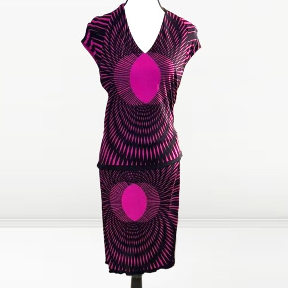 YIGAL AZROUEL op art skirt and top set size 4 - Picture 1 of 5